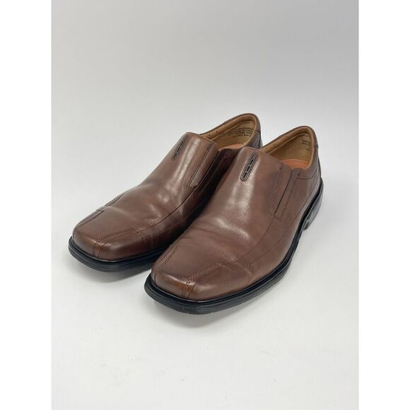 Clarks UnStructured Brown Leather Loafer Slip-On Casual Shoes Mens Size 14 M - Picture 1 of 10